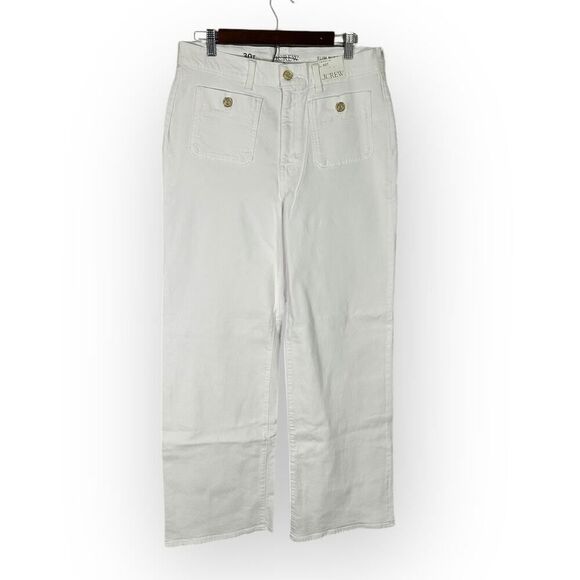 J.Crew Sailor Slim Wide-Leg Jean Women's 30T Tall White Patch Pockets NWT - Picture 3 of 14